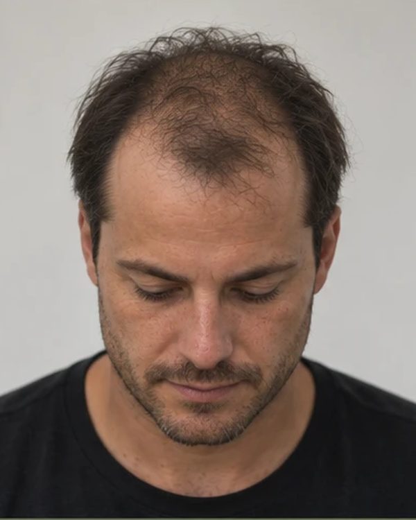 A Tuffs client before his hair system
